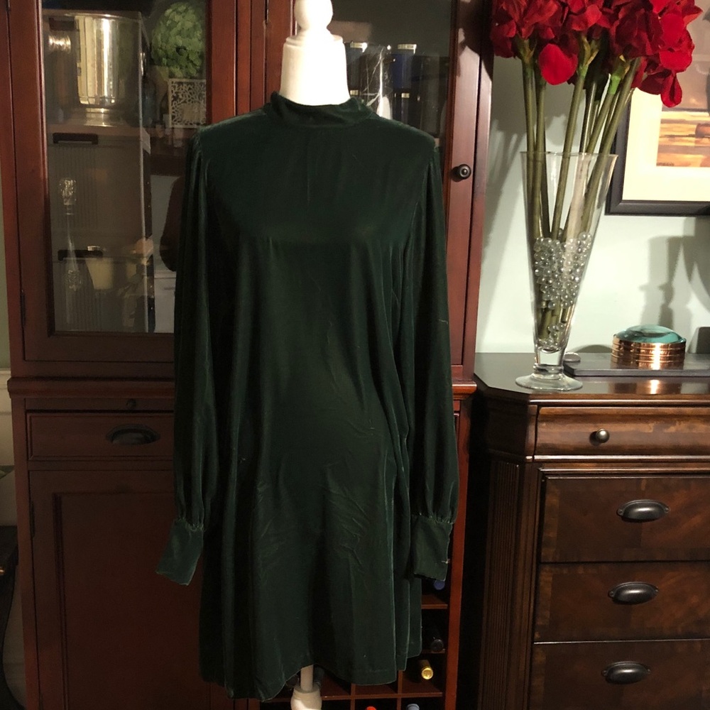 Banana Republic Dark Green Long Sleeve Dress